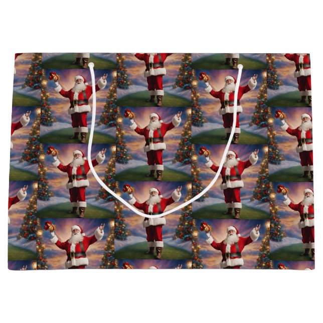 Frohe Weihnachten Weihnachten und Weihnachtsbaumen Große Geschenktüte (Vorderseite)