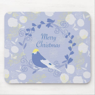 Frohe Weihnachten, Weihnachten, Vogel, Blumen, Nat Mousepad
