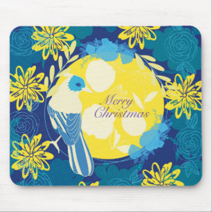 frohe weihnachten, weihnachten,vogel,blumen, natur mousepad
