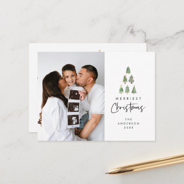 Frohe Weihnachten, Weihnachten, Weihnachten Tree F Postkarte (Vorderseite/Rückseite Beispiel)