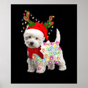 Frohe Weihnachten Weihnachten Westie Hund Reindeer Poster