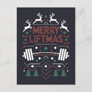 Frohe Weihnachten Weihnachts-Gym Santa Ugly Xmas Postkarte
