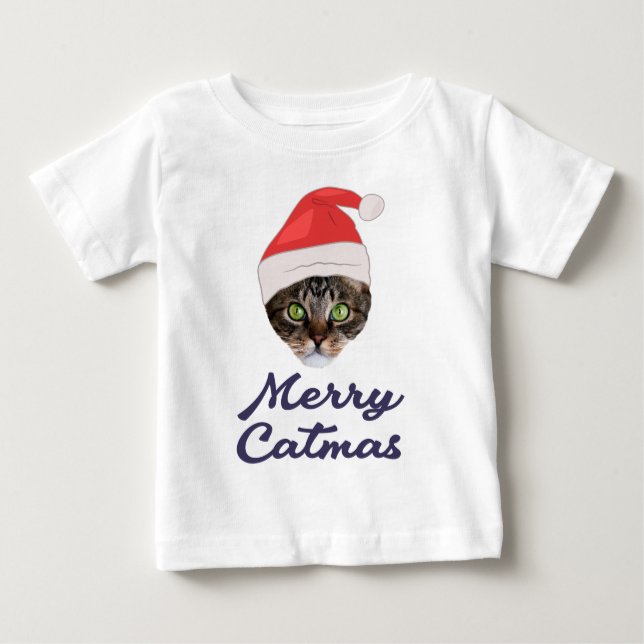 Frohe Weihnachten, Weihnachts-Katze Weihnachtsmann Baby T-shirt (Vorderseite)