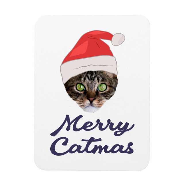 Frohe Weihnachten, Weihnachts-Katze Weihnachtsmann Magnet (Vertikal)