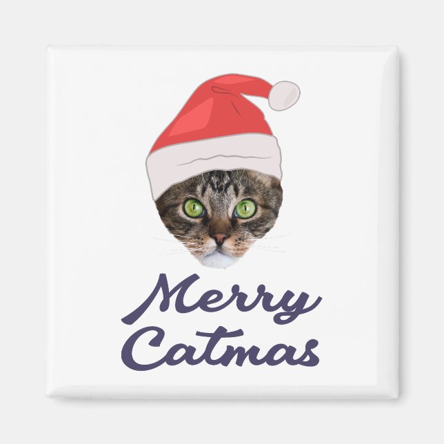 Frohe Weihnachten, Weihnachts-Katze Weihnachtsmann Magnet (Vorne)