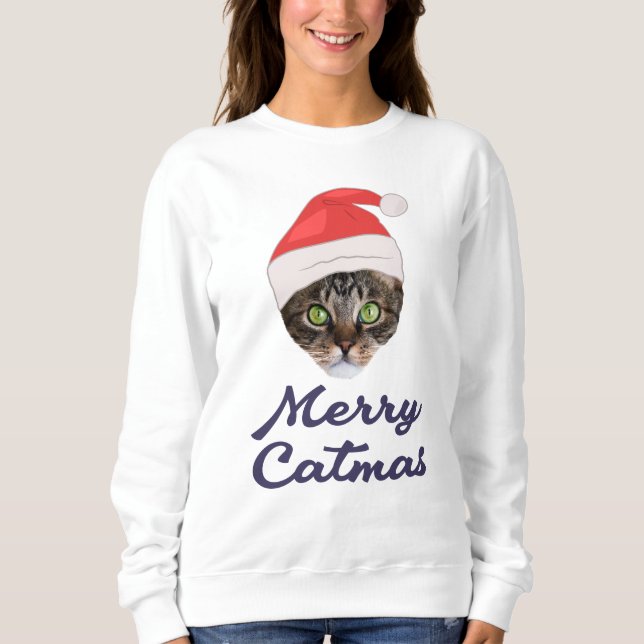 Frohe Weihnachten, Weihnachts-Katze Weihnachtsmann Sweatshirt (Vorderseite)