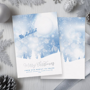 Frohe Weihnachten Weihnachts-Script Blue Snow Real Folien Feiertagskarte