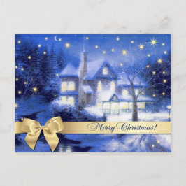 Frohe Weihnachten. Weihnachts-Snowy-Village Malere Postkarte