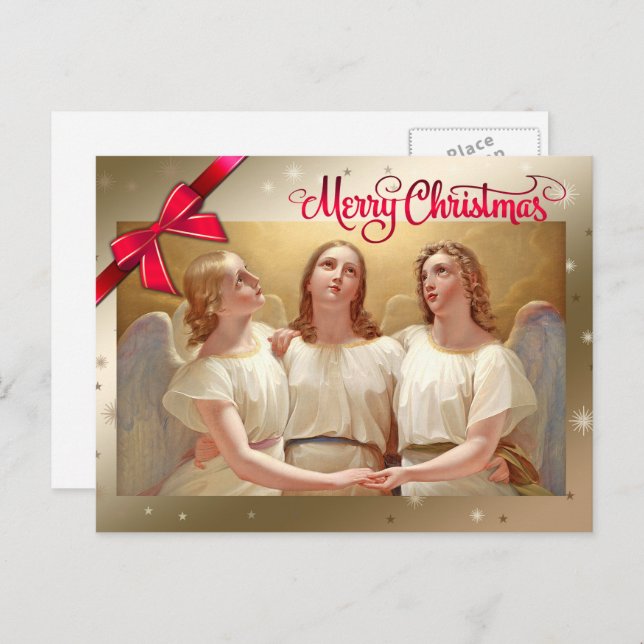 Frohe Weihnachten. WeihnachtsAngels Feiertagspostkarte (Vorne/Hinten)