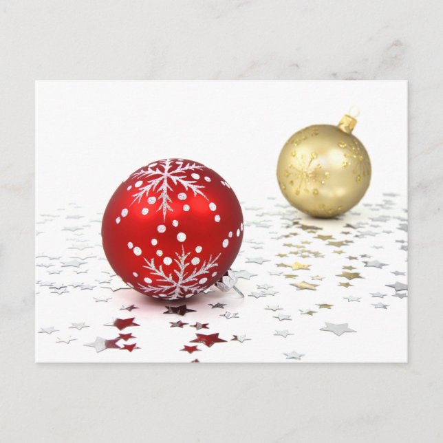Frohe Weihnachten, Weihnachtsbällchen Feiertagspostkarte (Vorderseite)