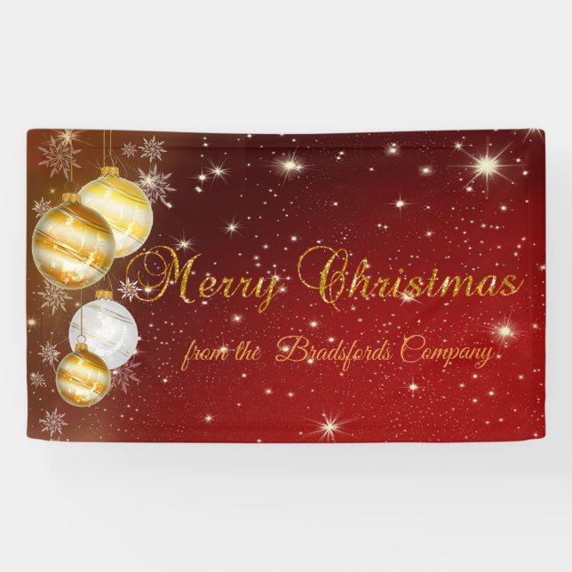 Frohe Weihnachten, Weihnachtsbälle, schwarz Banner (Horizontal)