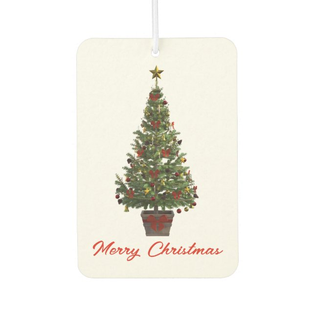Frohe Weihnachten. Weihnachtsbaum Autolufterfrischer (Vorderseite)