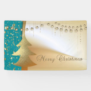 Frohe Weihnachten ,Weihnachtsbaum,Falsches Gold Banner