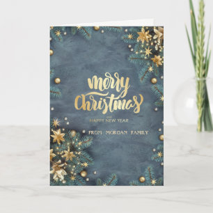Frohe Weihnachten, Weihnachtsbaum Goldene Sterne Feiertagskarte