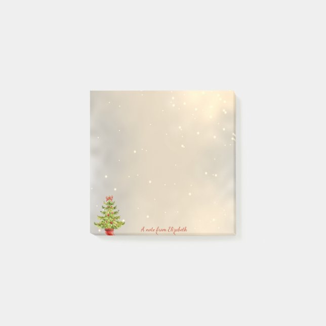 Frohe Weihnachten, Weihnachtsbaum in Aquarell Post-it Klebezettel (Vorderseite)