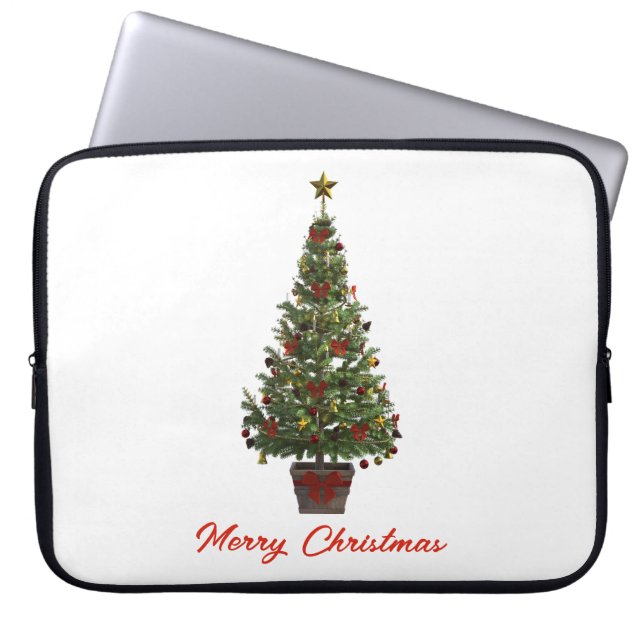 Frohe Weihnachten. Weihnachtsbaum Laptopschutzhülle (Vorderseite)