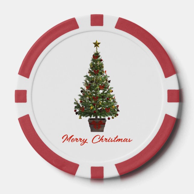 Frohe Weihnachten. Weihnachtsbaum Pokerchips (Vorderseite)