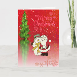 Frohe Weihnachten, Weihnachtsbaum, Weihnachtsmann Feiertagskarte