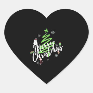 Frohe Weihnachten, Weihnachtsbaum, Weihnachtsschne Herz-Aufkleber