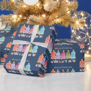 Frohe Weihnachten Weihnachtsbäume und Geschenke Geschenkpapier