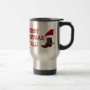 Frohe Weihnachten - Weihnachtsboot (weißer Rücken) Reisebecher