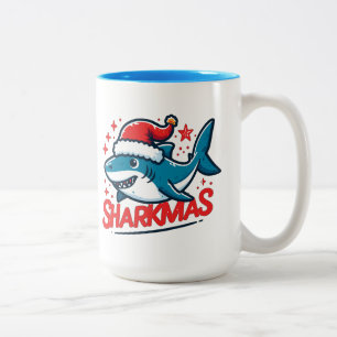 Frohe Weihnachten, Weihnachtshai, Sonnenhaie Weihn Zweifarbige Tasse