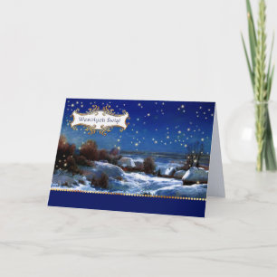 Frohe Weihnachten. Weihnachtskarte auf Polnisch Feiertagskarte
