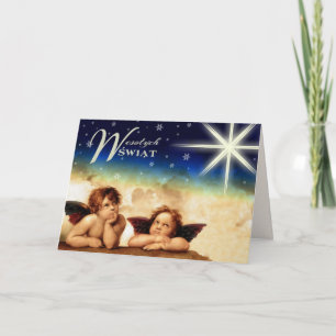 Frohe Weihnachten. Weihnachtskarte auf Polnisch Feiertagskarte