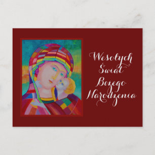 Frohe Weihnachten Weihnachtskarte auf Polnisch  Postkarte