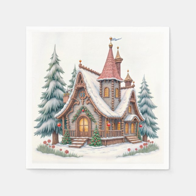 Frohe Weihnachten! Weihnachtskarte. Weihnachtslied Serviette (Vorderseite)