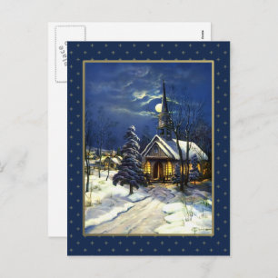 Frohe Weihnachten. Weihnachtskirche Feiertagspostkarte