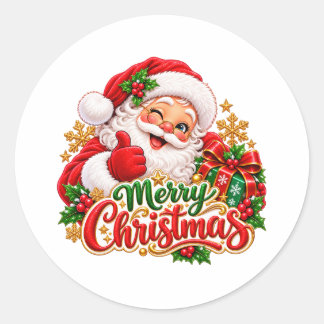 Frohe Weihnachten Weihnachtsmann 3 Zoll runder Auf Aufkleber