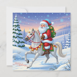 Frohe Weihnachten Weihnachtsmann am Weißen Pferd