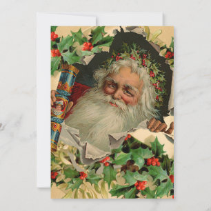 Frohe Weihnachten Weihnachtsmann Antike Klassik Einladung