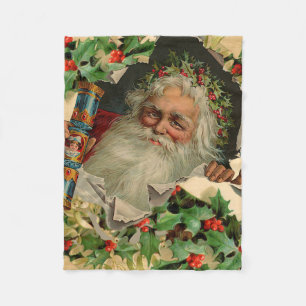 Frohe Weihnachten Weihnachtsmann Antike Klassik Fleecedecke