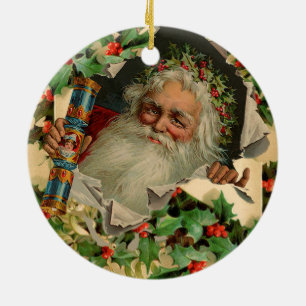 Frohe Weihnachten Weihnachtsmann Antike Klassik Keramik Ornament