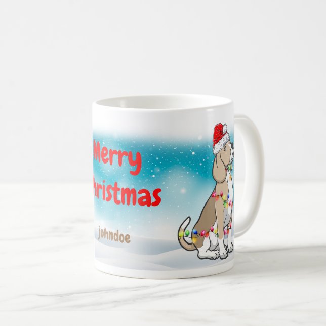 Frohe Weihnachten Weihnachtsmann Beagle Haustier H Kaffeetasse (VorderseiteRechts)