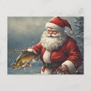 Frohe Weihnachten Weihnachtsmann Fischfang Fischen