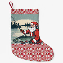 Frohe Weihnachten Weihnachtsmann Fischfang Fischen Kleiner Weihnachtsstrumpf