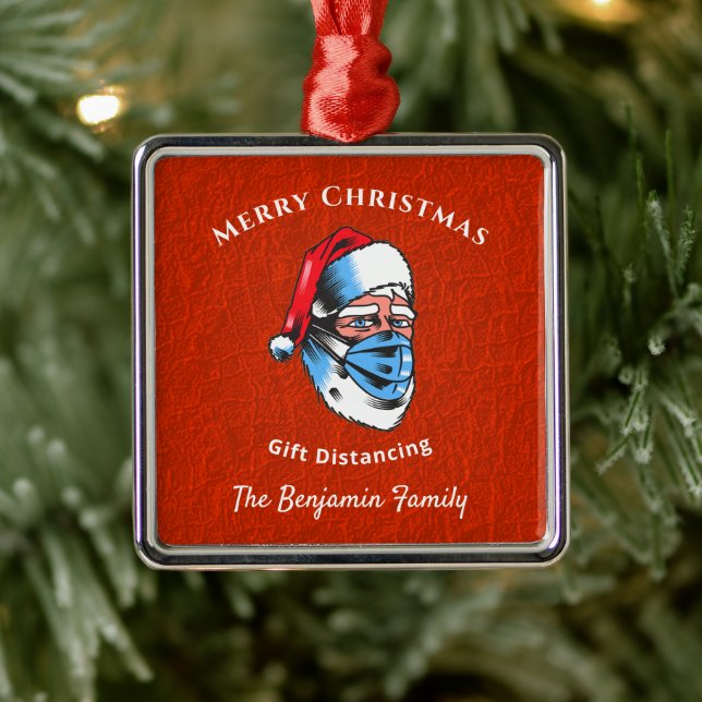 Frohe Weihnachten Weihnachtsmann-Gesicht Maske Ornament Aus Metall (Baum)