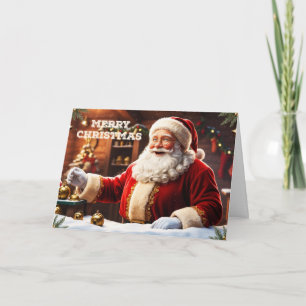 Frohe Weihnachten Weihnachtsmann in seiner Werksta