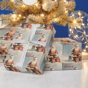 Frohe Weihnachten Weihnachtsmann mit Geschenken Geschenkpapier