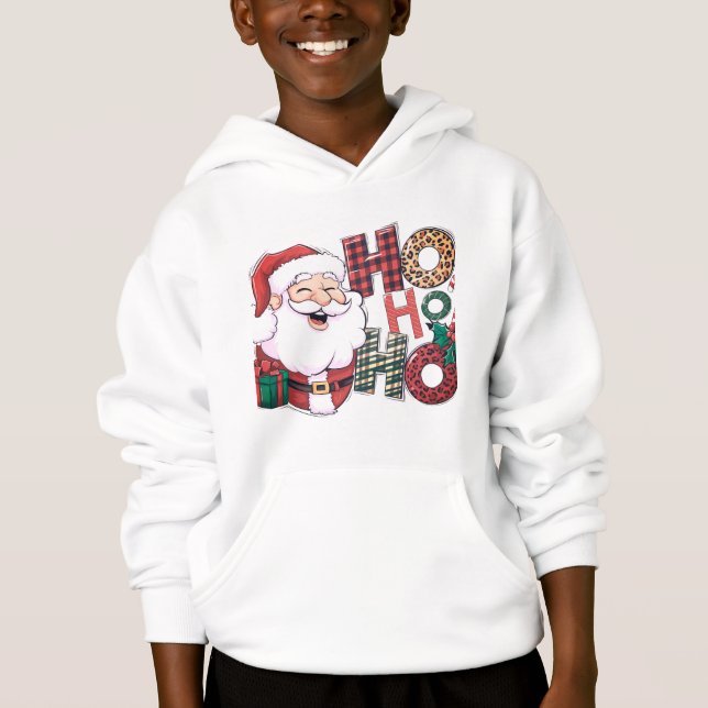 Frohe Weihnachten Weihnachtsmann mit Geschenken Hoodie (Vorderseite)