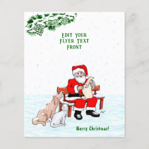 Frohe Weihnachten! Weihnachtsmann mit Katze und Hu Flyer