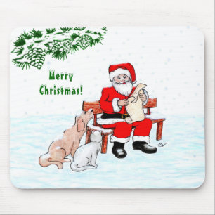 Frohe Weihnachten! Weihnachtsmann mit Katze und Hu Mousepad