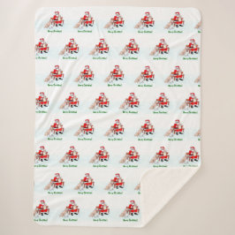 Frohe Weihnachten! Weihnachtsmann mit Katze und Hu Sherpadecke