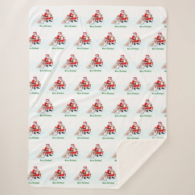 Frohe Weihnachten! Weihnachtsmann mit Katze und Hu Sherpadecke (Vorderseite)