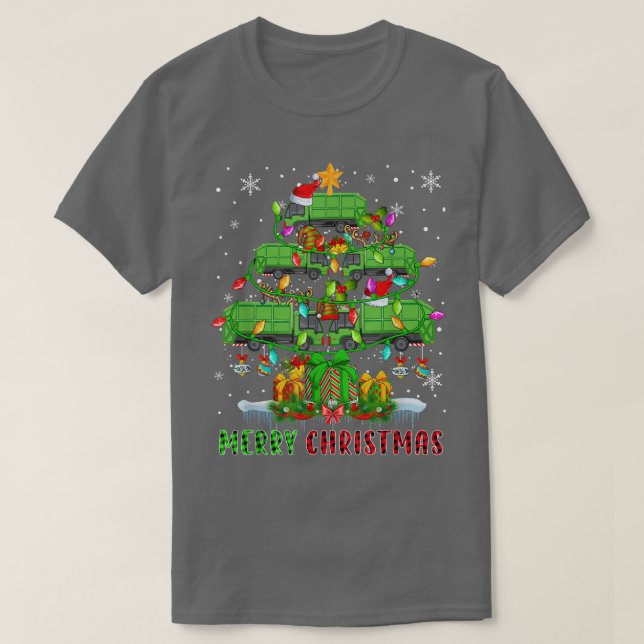 Frohe Weihnachten Weihnachtsmann Müllwagen Xmas Tr T-Shirt (Design vorne)