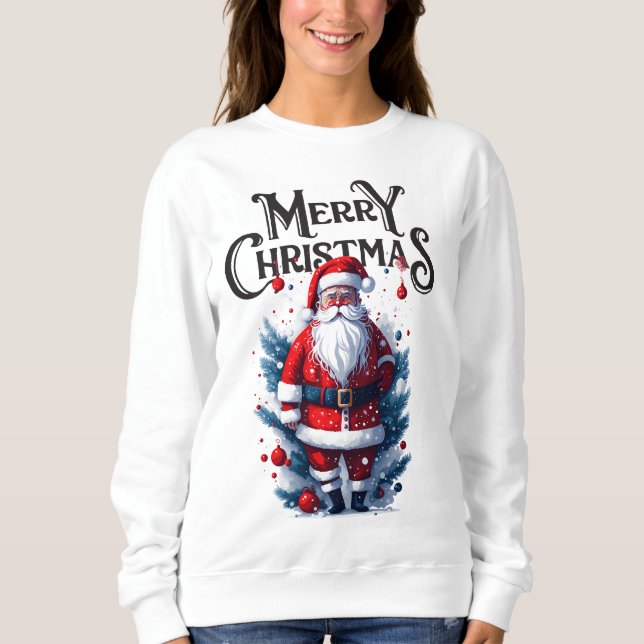 Frohe Weihnachten Weihnachtsmann Pajama Sweatshirt (Vorderseite)
