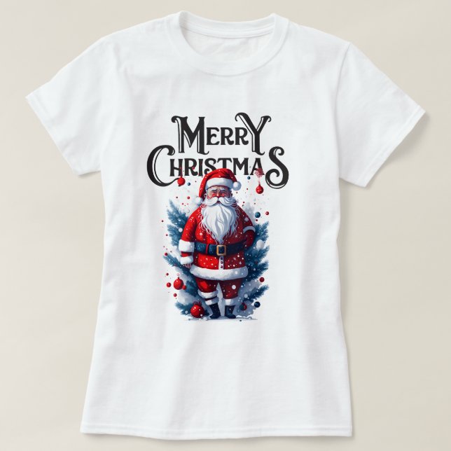 Frohe Weihnachten Weihnachtsmann Pajama T-Shirt (Design vorne)